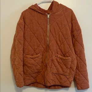 Urban Outfitters Quilted Hooded Puffer Jacket - Rust